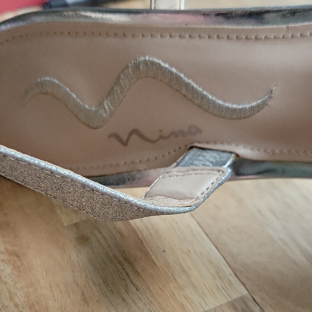 Nina peep Toe Glittery Heels, Womens 9 Metallic, Ankle Strap, Special Occasion - Picture 2 of 8